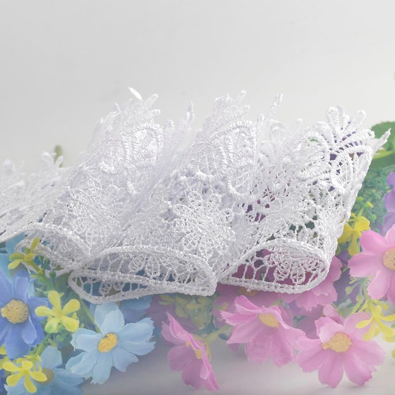 Kuasting 7.5 Yards Floral Lace Edge Trim 9CM Tassel Trims Width Europe Chips Pattern Inelastic Embroidery Lace Trim for Sewing Making, DIY Crafts, Gift Wrapping, Wedding Decor (White) - Image 5